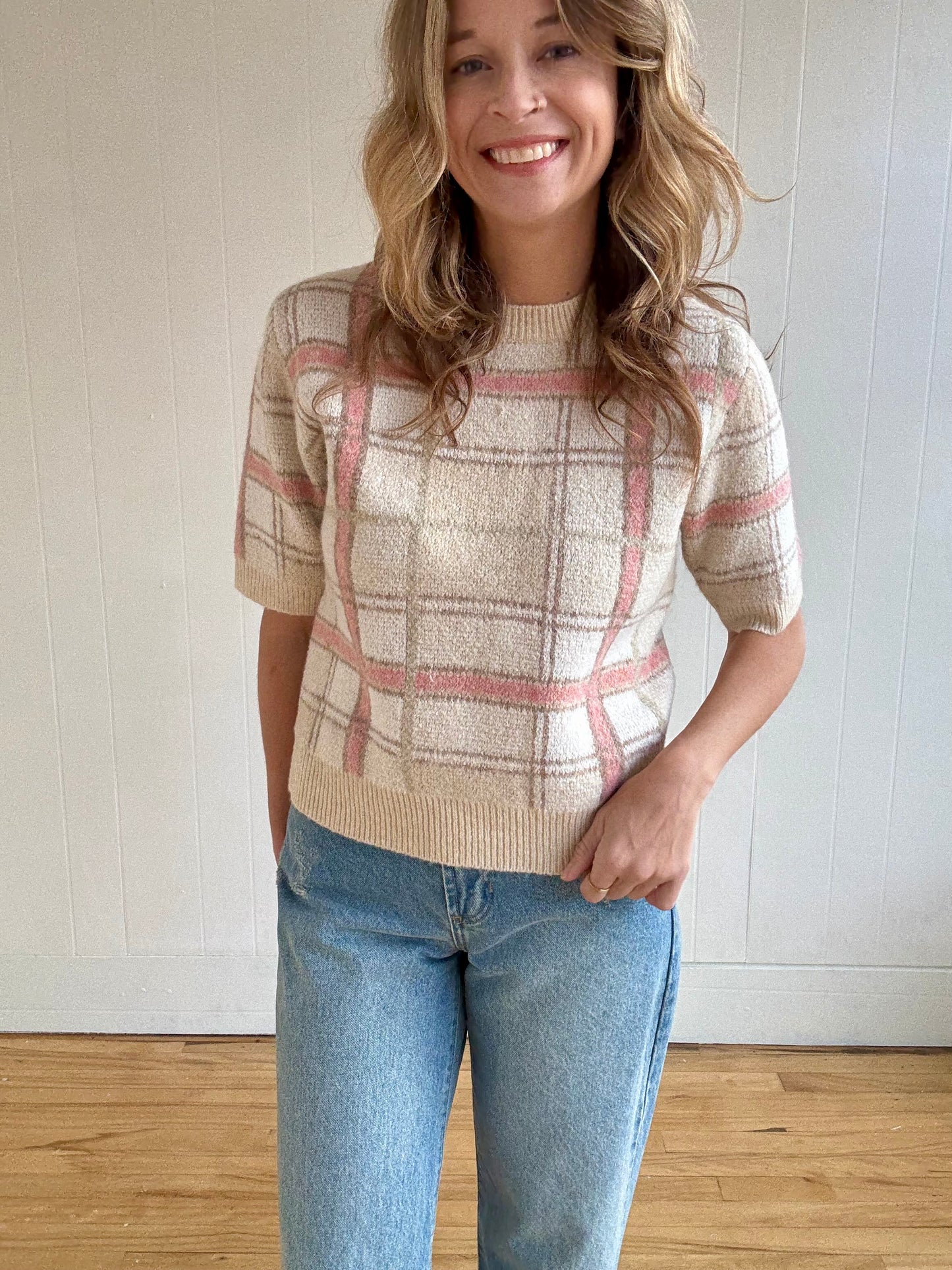Plaid Dreams Sweater (Ivory)
