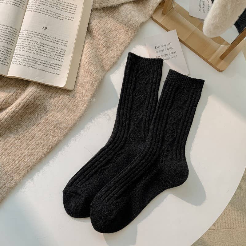Warm Socks - Knitted Cashmere Crew Cozy Socks For Women: Brown