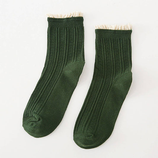 Sweet Frill Socks (Dark Green)
