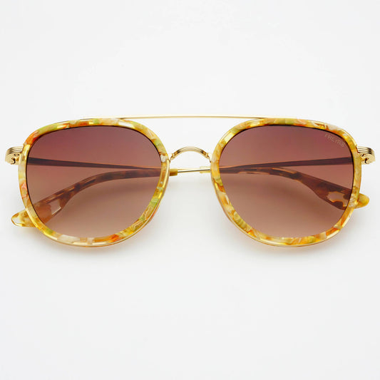 Weston Acetate Round Unisex Sunglasses, Yellow Tortoise