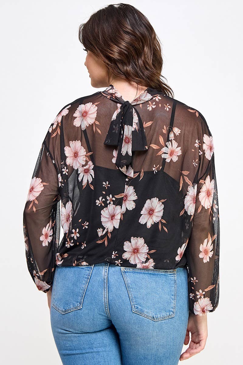 Mesh Floral Top with Cami (Plus)