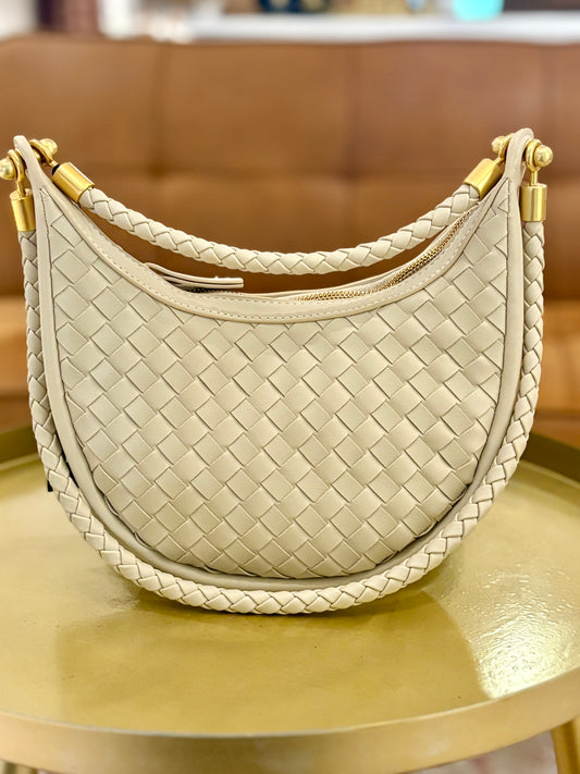 Hadley Woven Hobo Bag (Beige)