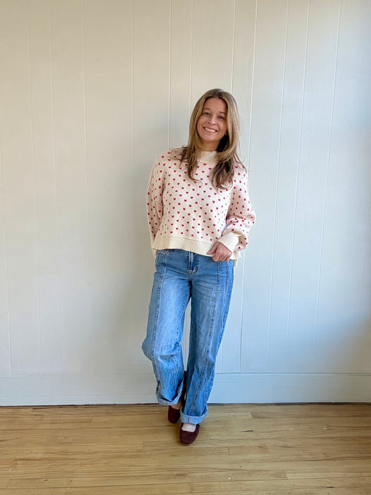 Heart Print Sweater