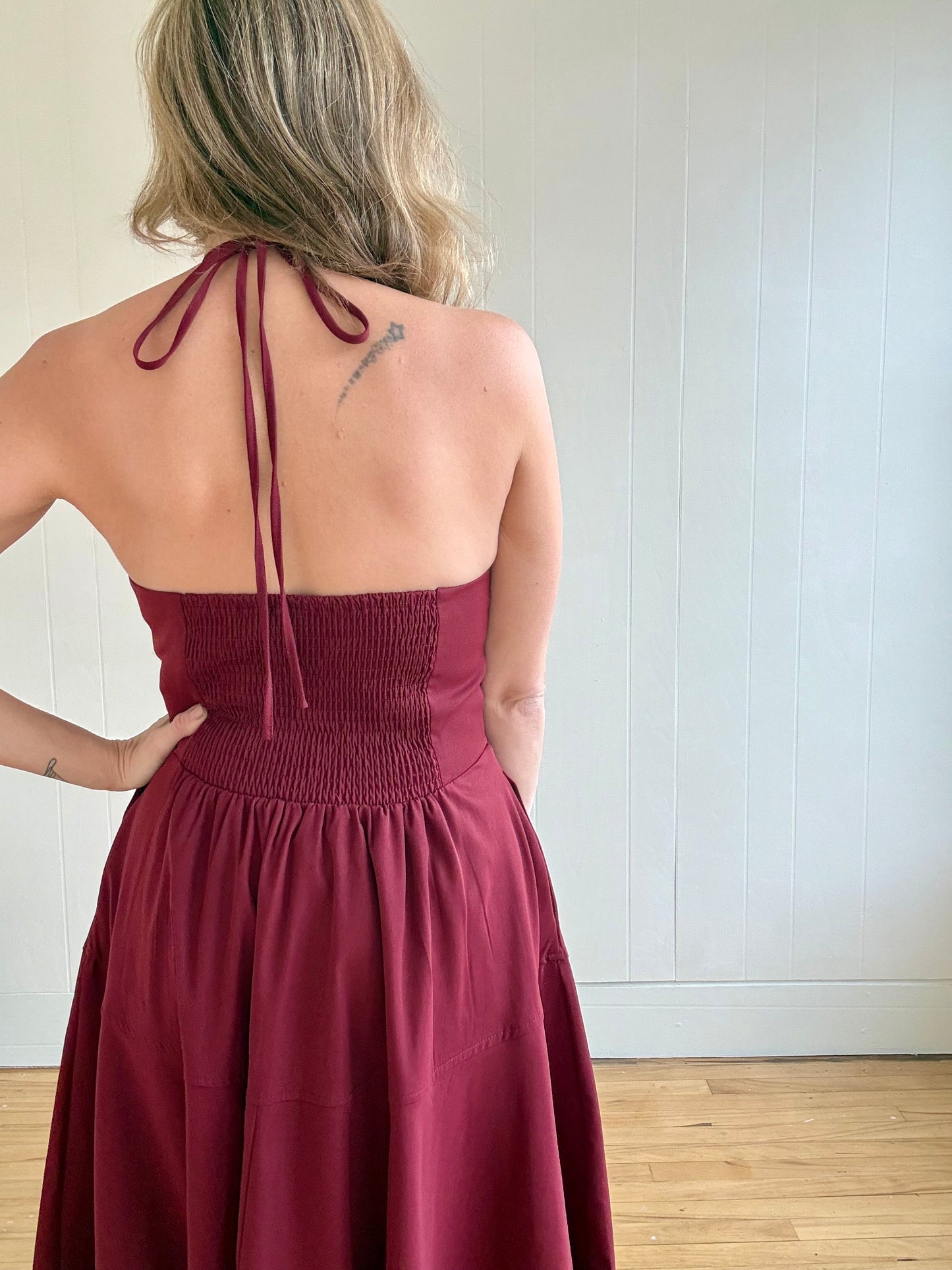 Crimson Halter Dress