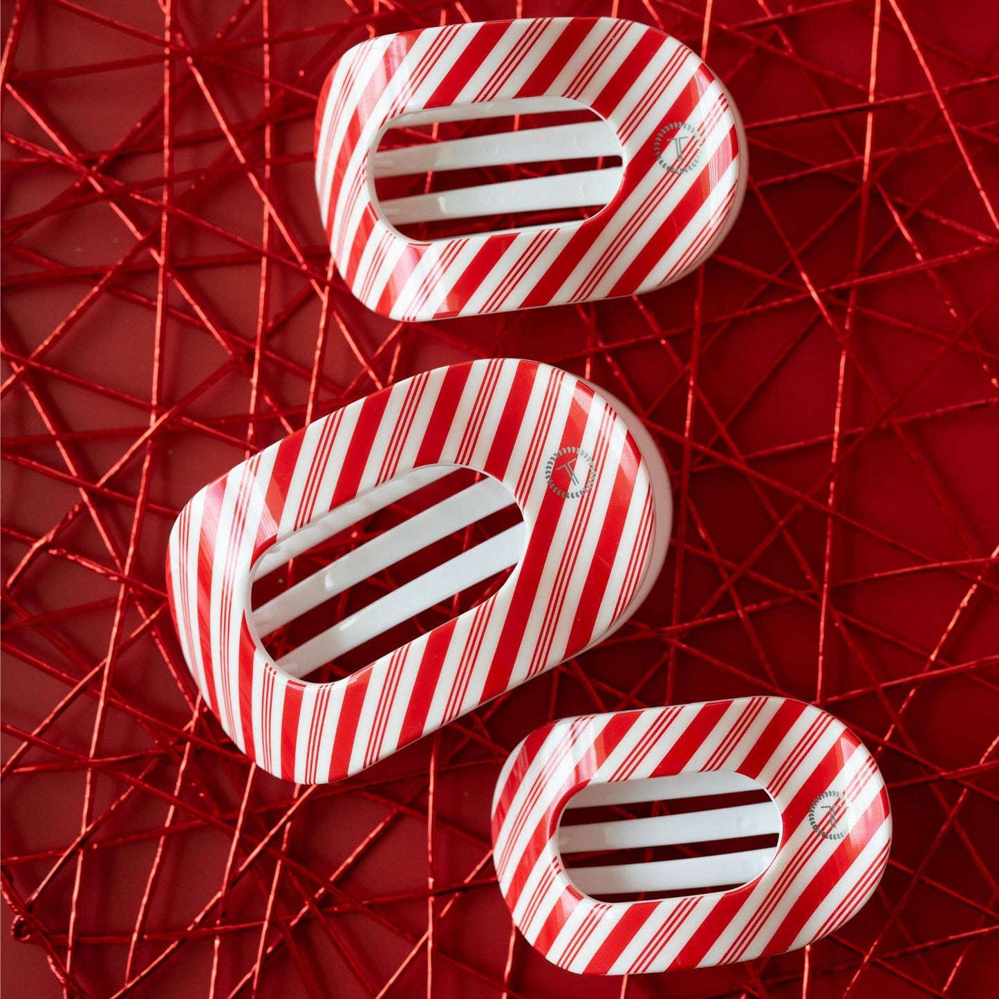 Flat Round Hair Clip | Candy Cane Crush | Large