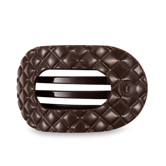 Flat Round Hair Clip | Truly Taupe Quilted |Large