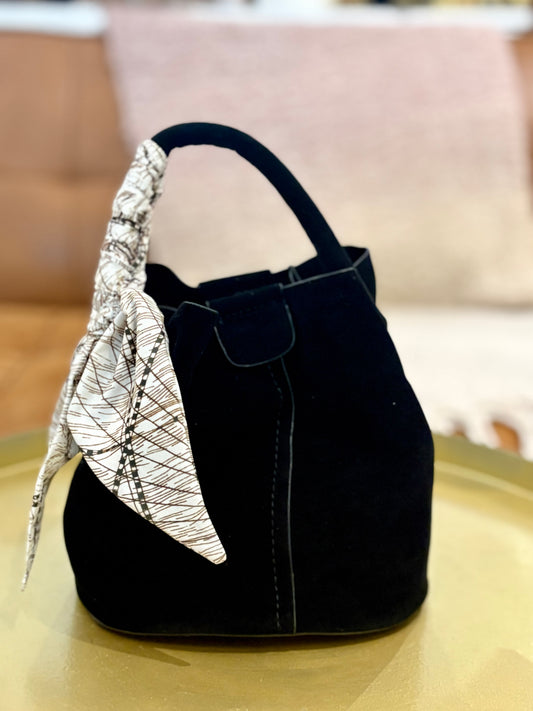 Blair Bucket Bag (Black Suede)