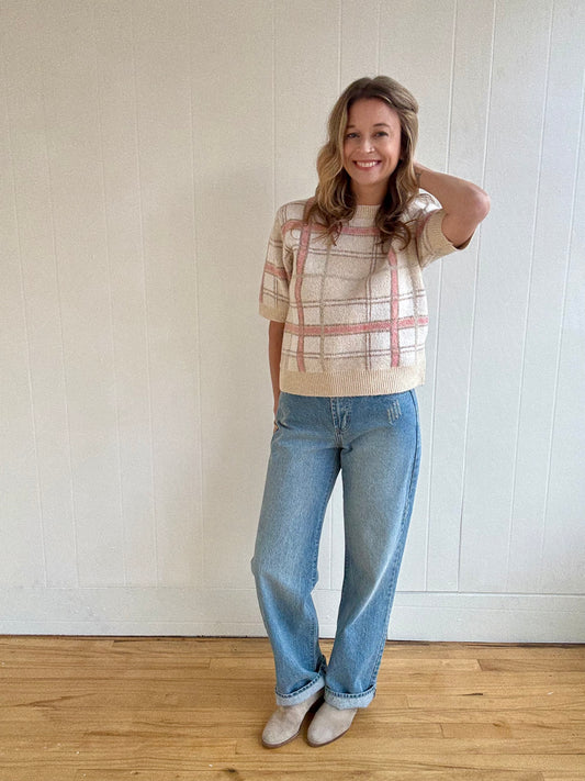 Plaid Dreams Sweater (Ivory)