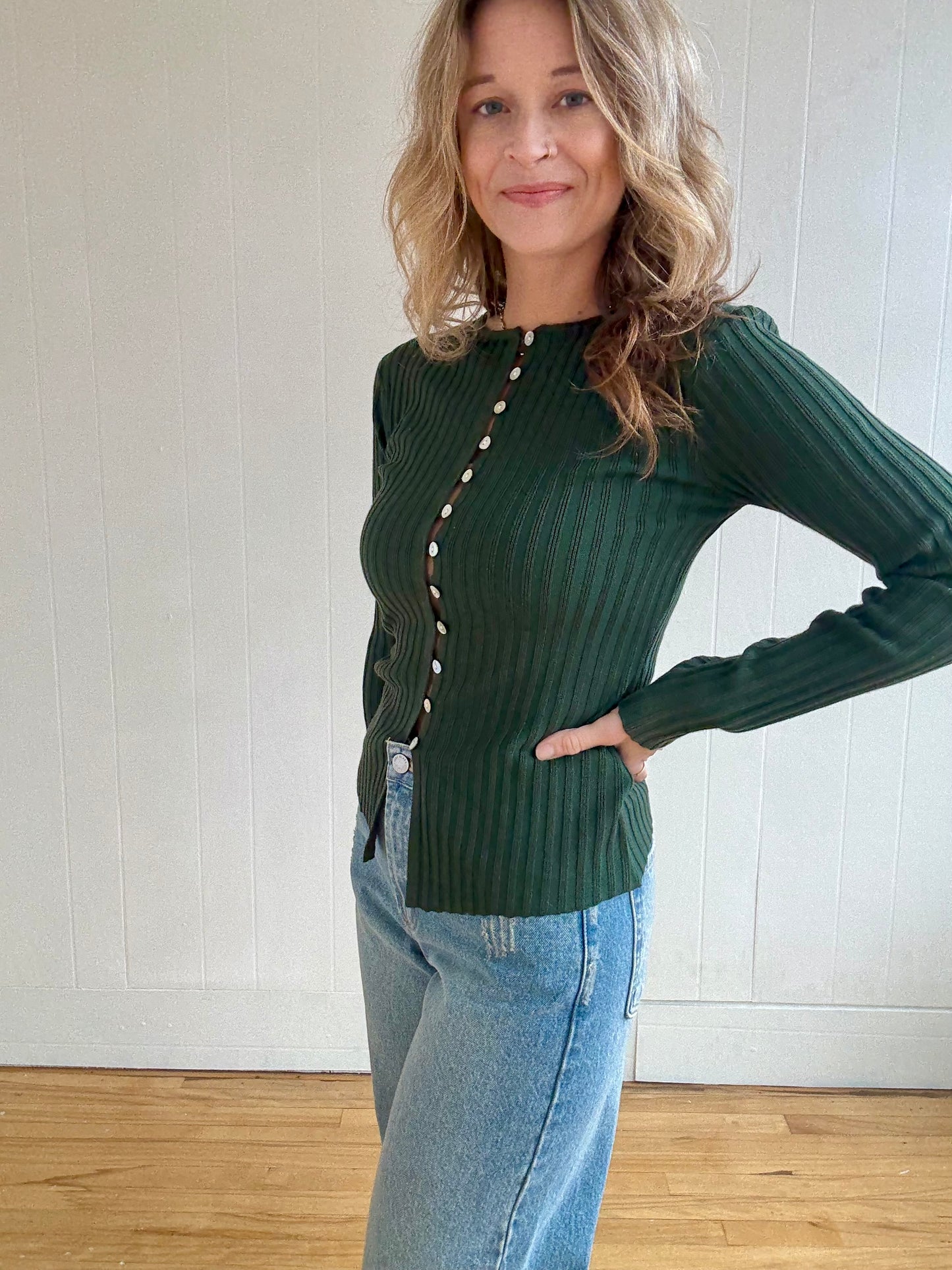 Sophie Knit Top (Moss Green)