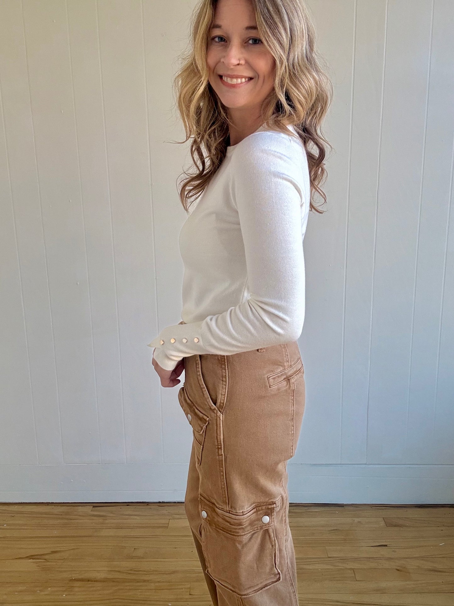 Button Cuff Top (Ivory)