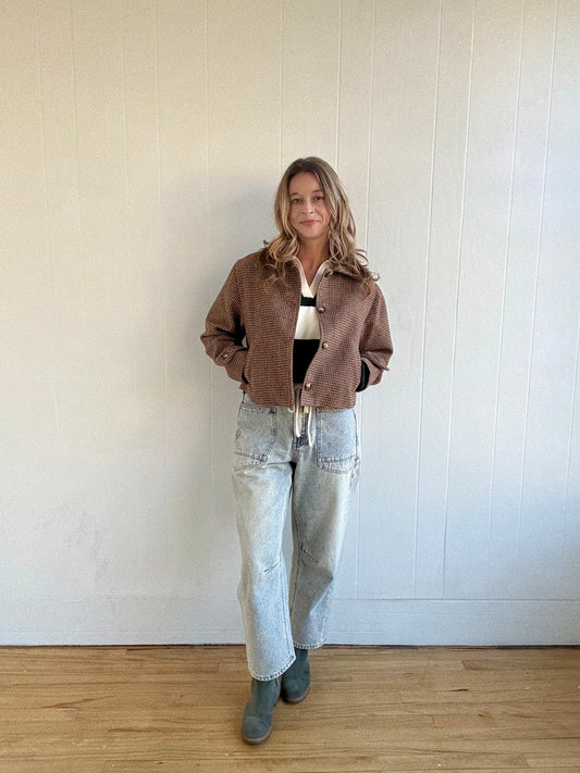Houndstooth Cropped Jacket