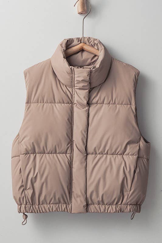 Essential Puffer Down Vest (Taupe)