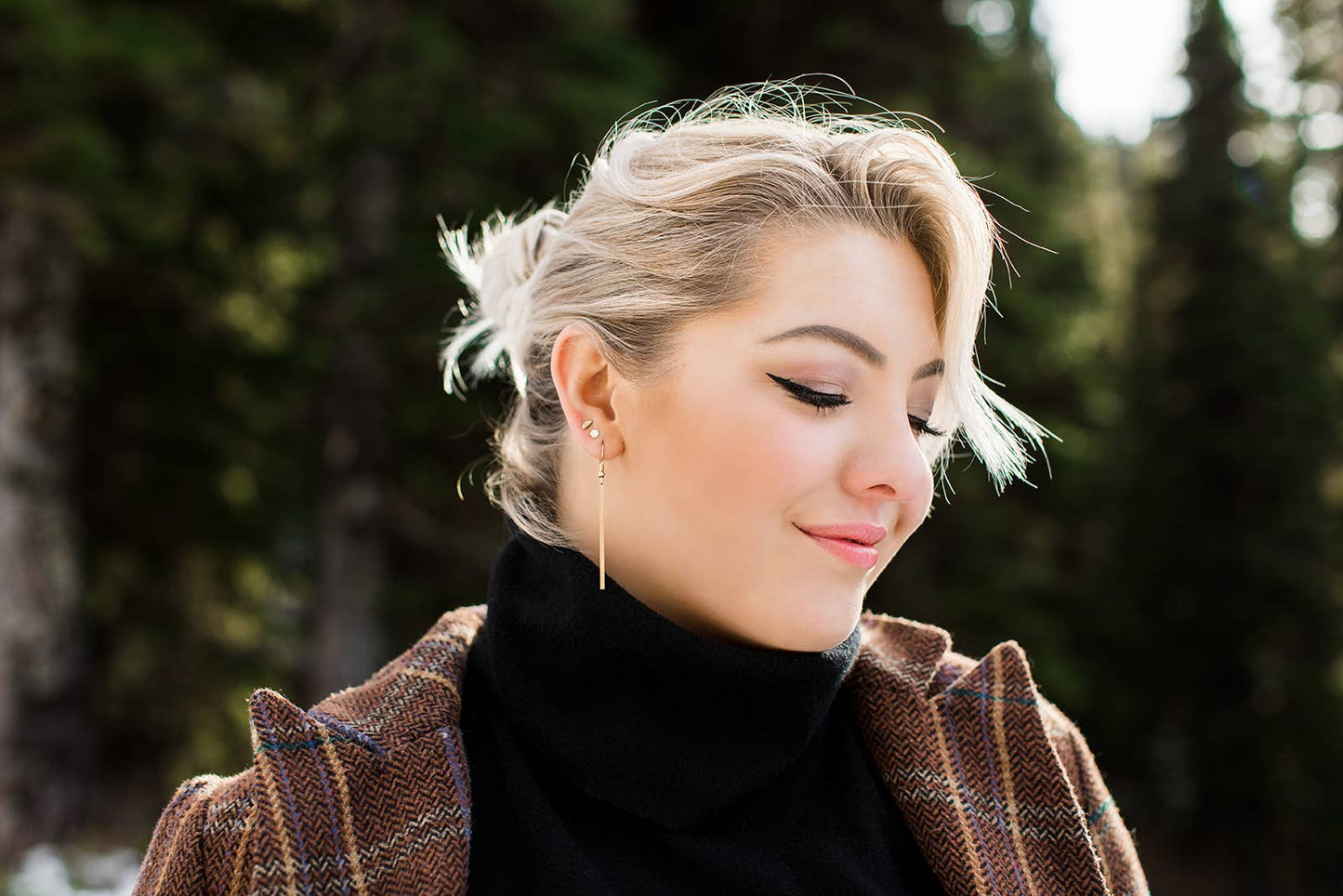 Brass Bar Earrings: Raw Brass Hooks