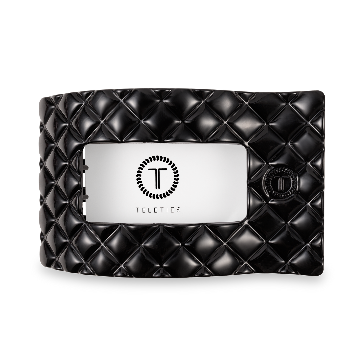Flat Rectangle Hair Clip | Jet Black Quilted |Large