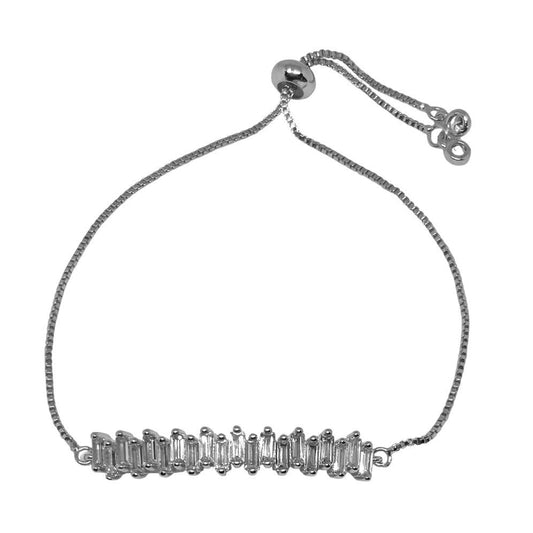 Diamond Bar Slider Bracelets: Silver