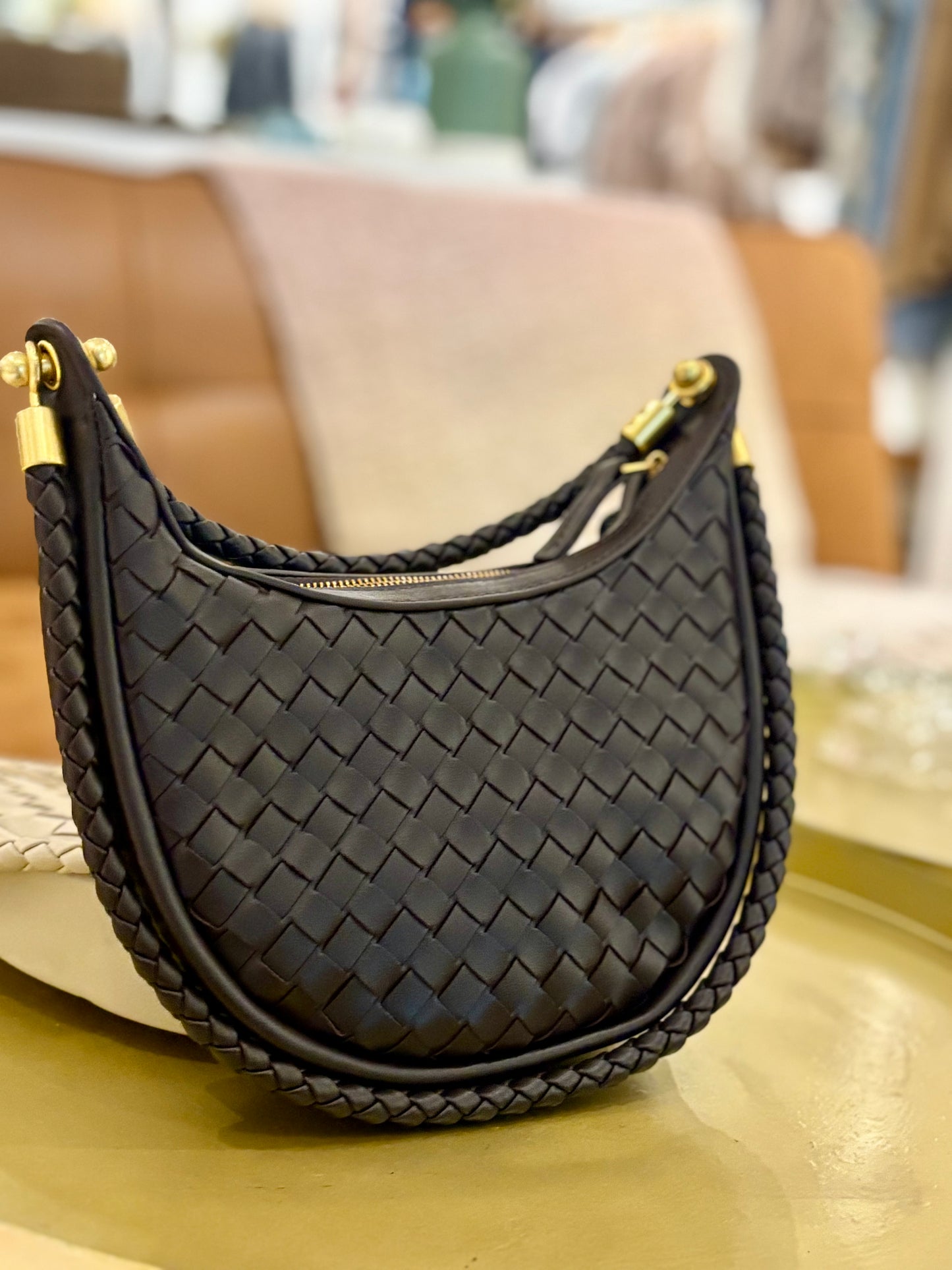 Hadley Woven Hobo Bag (Chocolate)