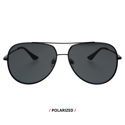 Max Polarized Matte Black Aviator Sunglasses: Black