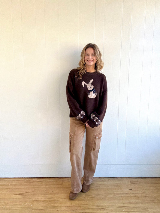 Bunny Jacquard Crewneck Sweater