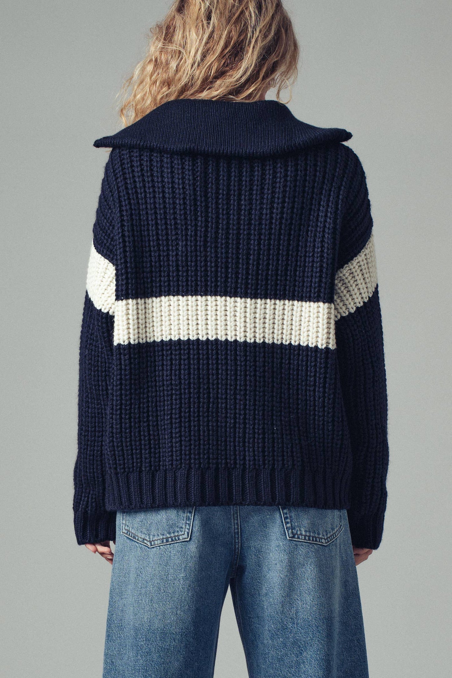 Maya Half-Zip Knit Sweater (Navy)