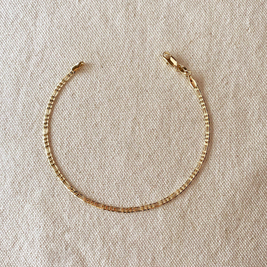 Flat Figaro Chain Anklet, 18k Gold Filled (9 inches)