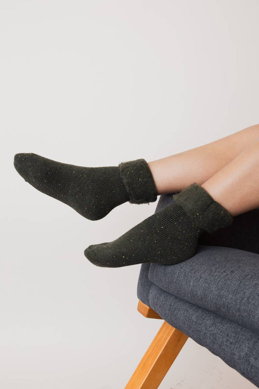 Thick Knit Crew Socks- Olive