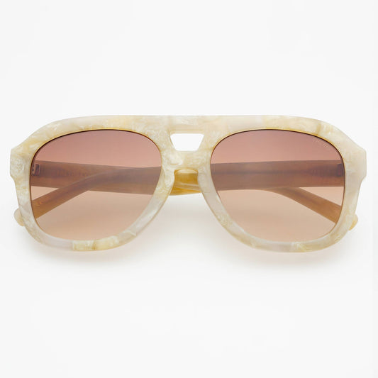 Voyager Acetate Oversized Aviator Sunglasses, Gray Pearl