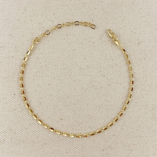 Detailed Chain Anklet, 18k Gold Filled