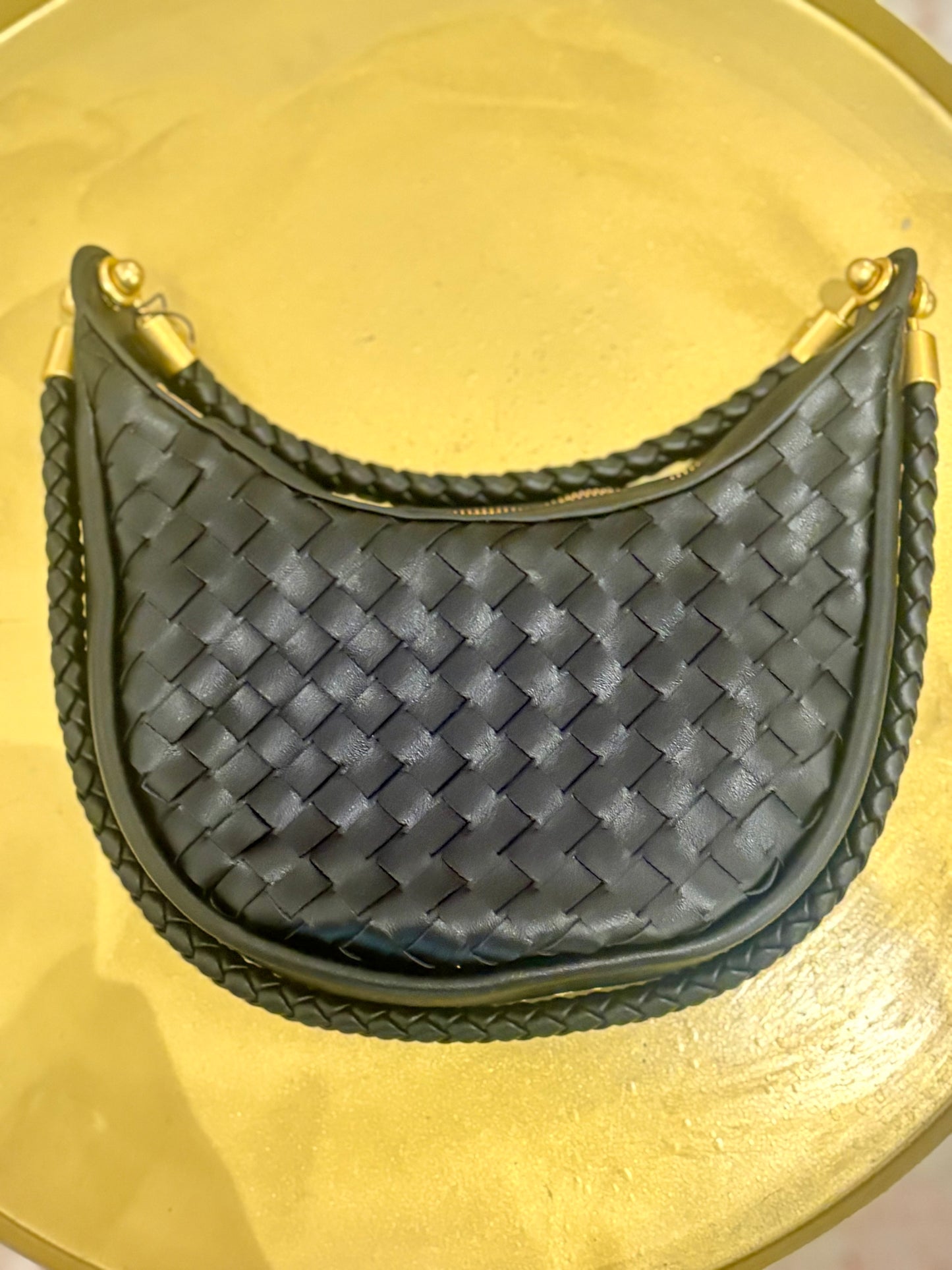 Hadley Woven Hobo Bag (Black)