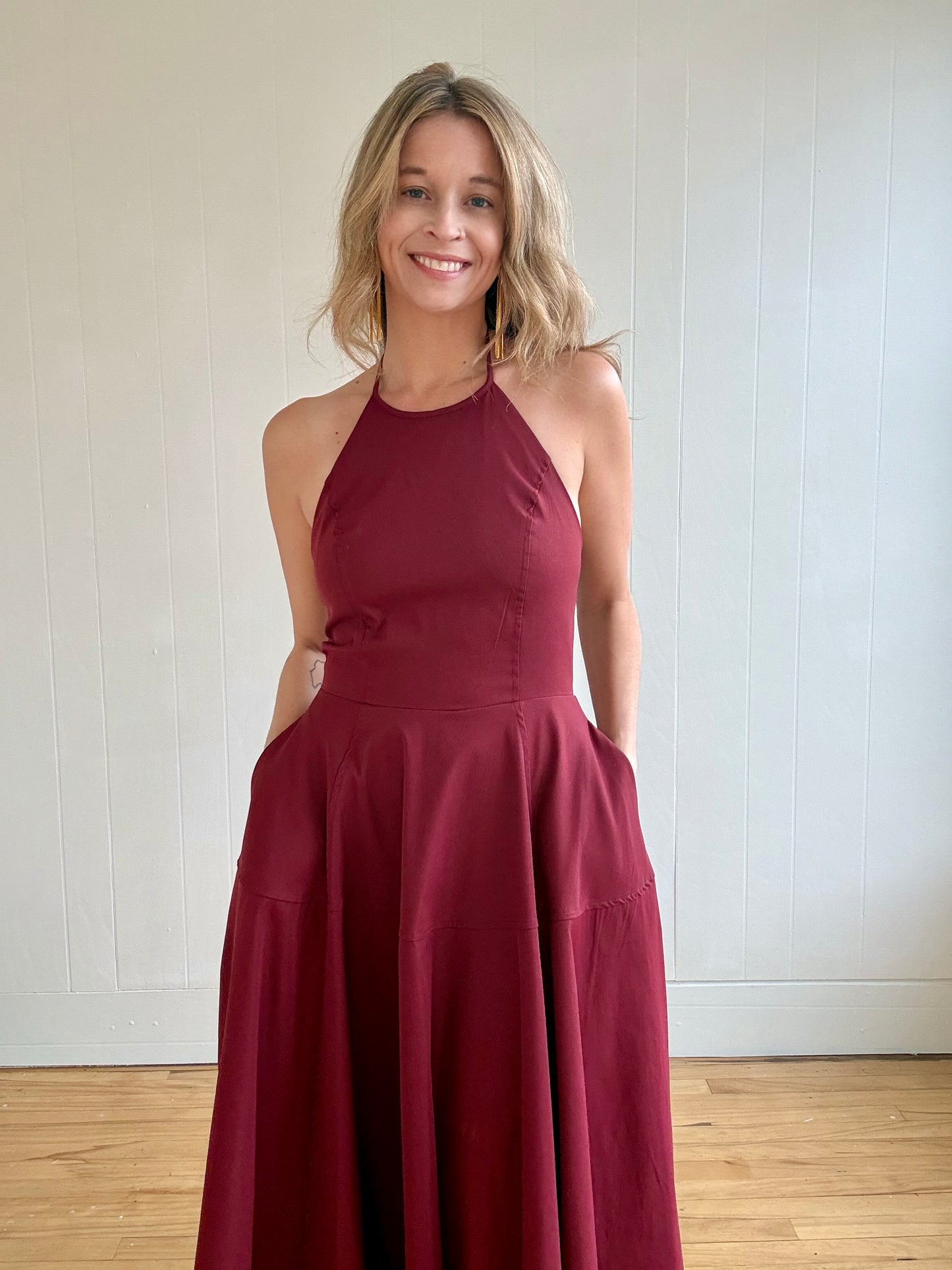 Crimson Halter Dress