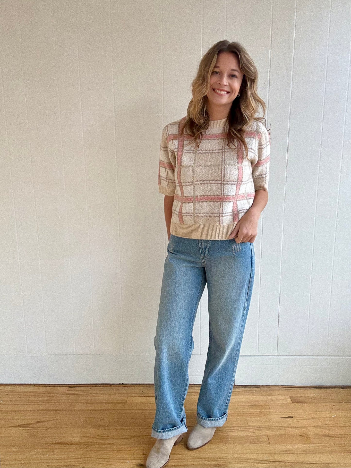 Plaid Dreams Sweater (Ivory)