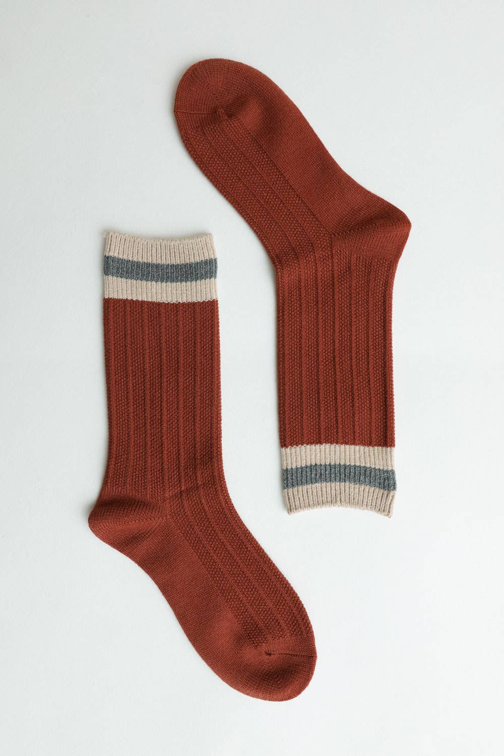 Cozy Retro Color Block Wool Crew Socks - Rust