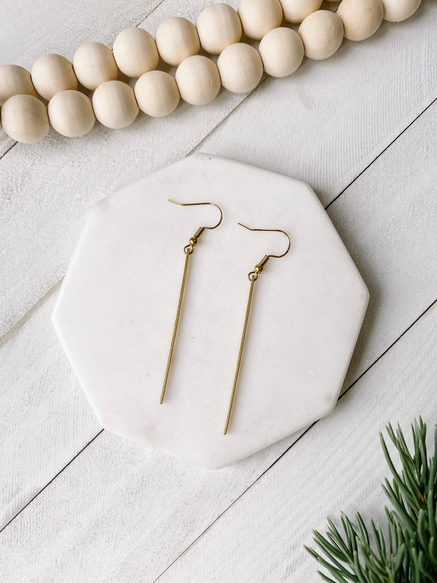 Brass Bar Earrings: Raw Brass Hooks