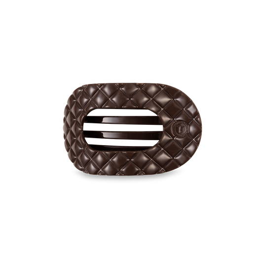 Flat Round Hair Clip | Truly Taupe Quilted |Small