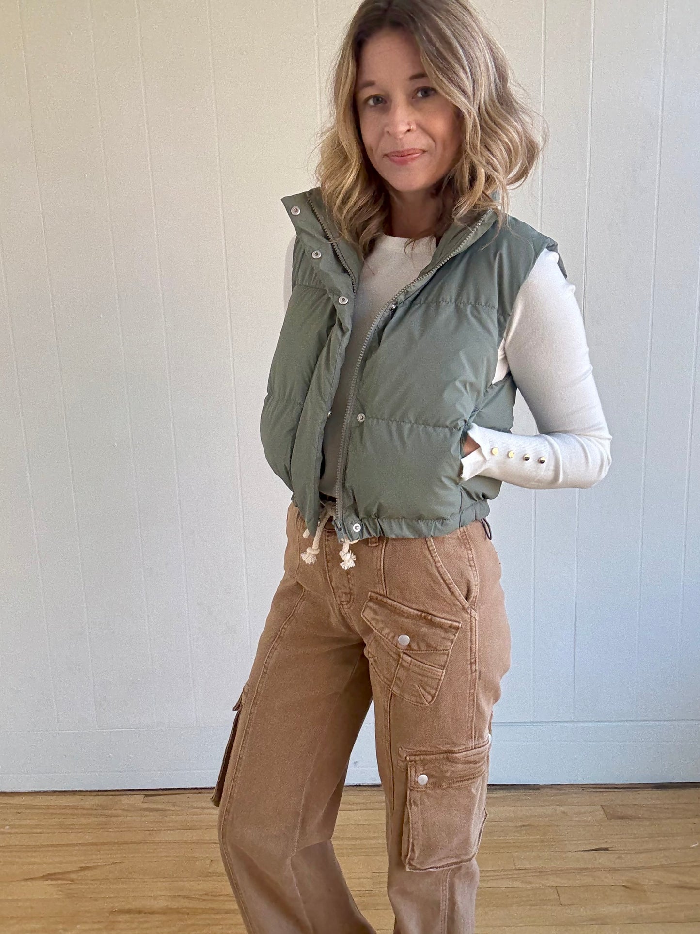 Essential Puffer Down Vest (Olive)