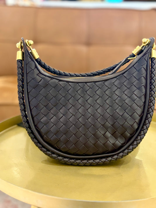 Hadley Woven Hobo Bag (Chocolate)
