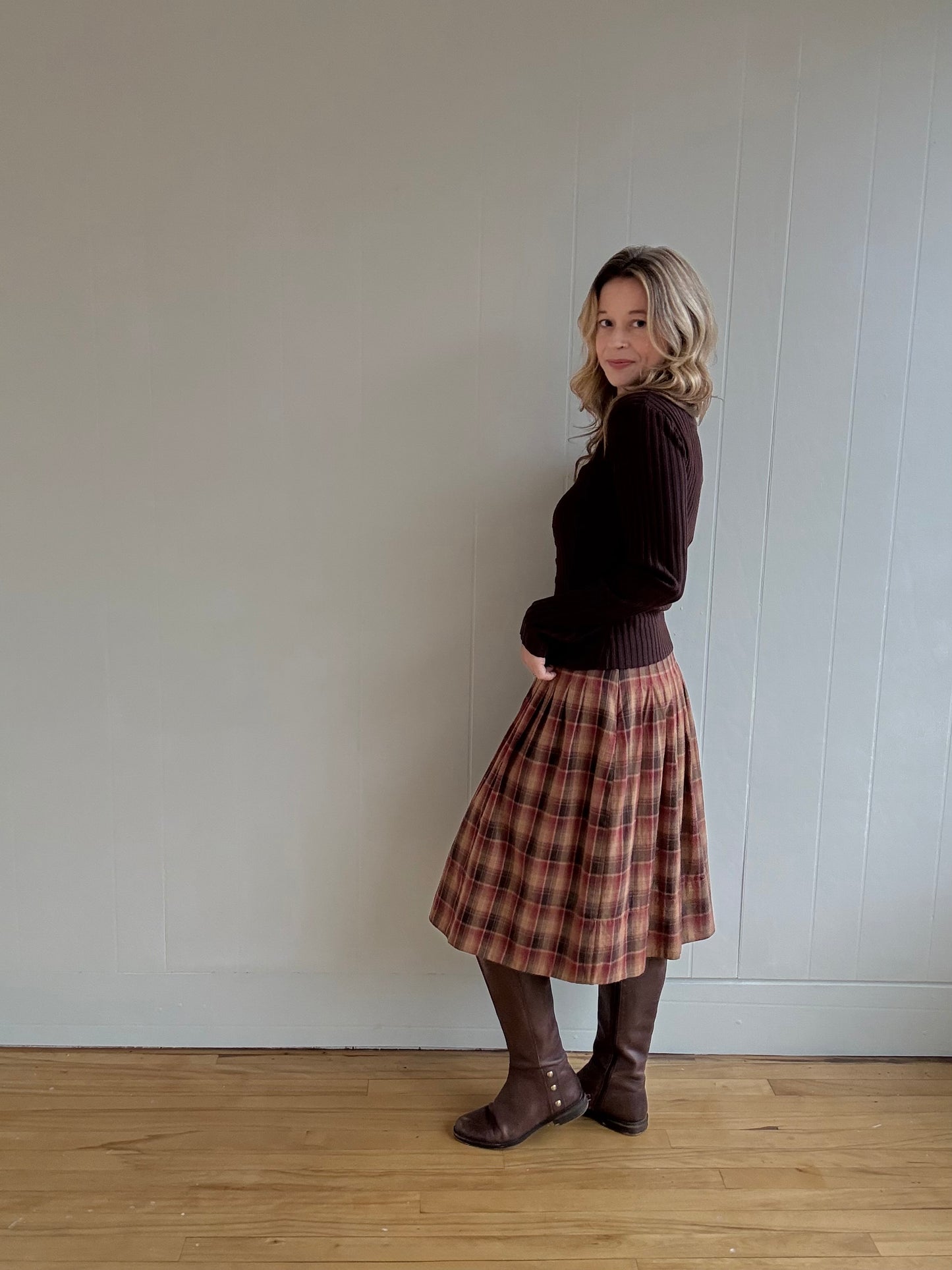 Sophie Knit Button Top (Brown)