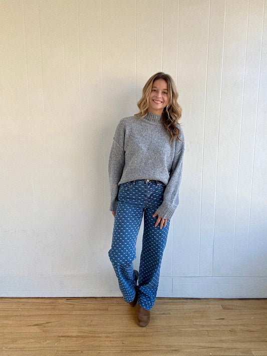 Jordan Mock Neck Sweater (Light Grey)