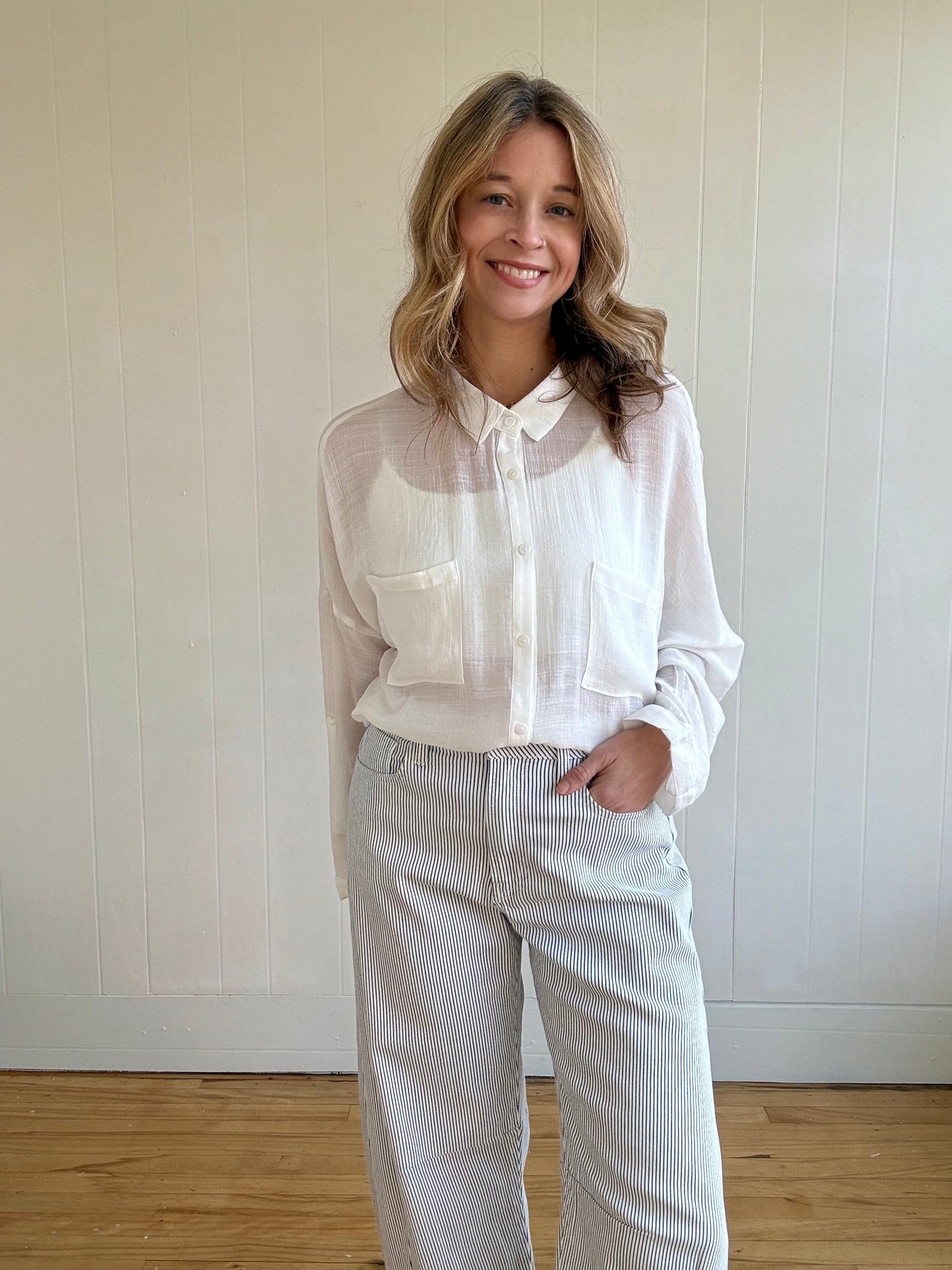 Isla Striped Barrel Jean