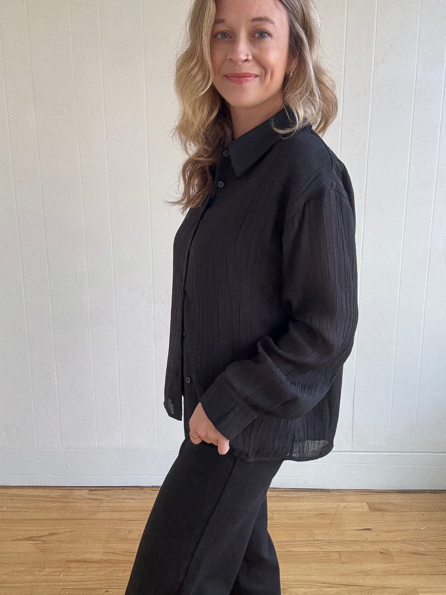 Anne Textured Button Up