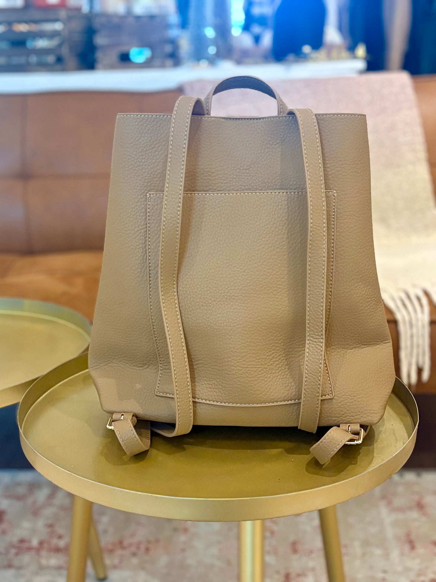 Simone Backpack Purse (Camel)