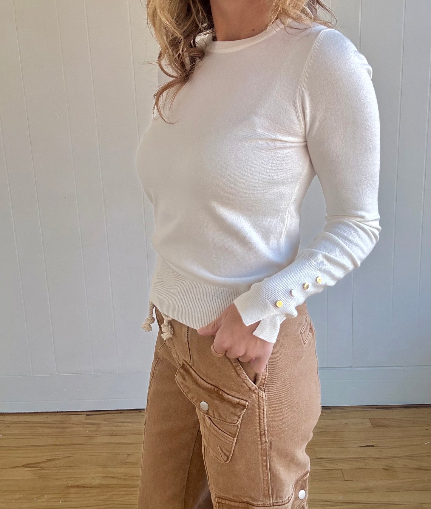 Button Cuff Top (Ivory)