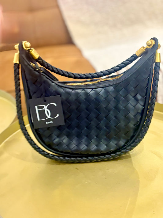 Hadley Woven Hobo Bag (Black)