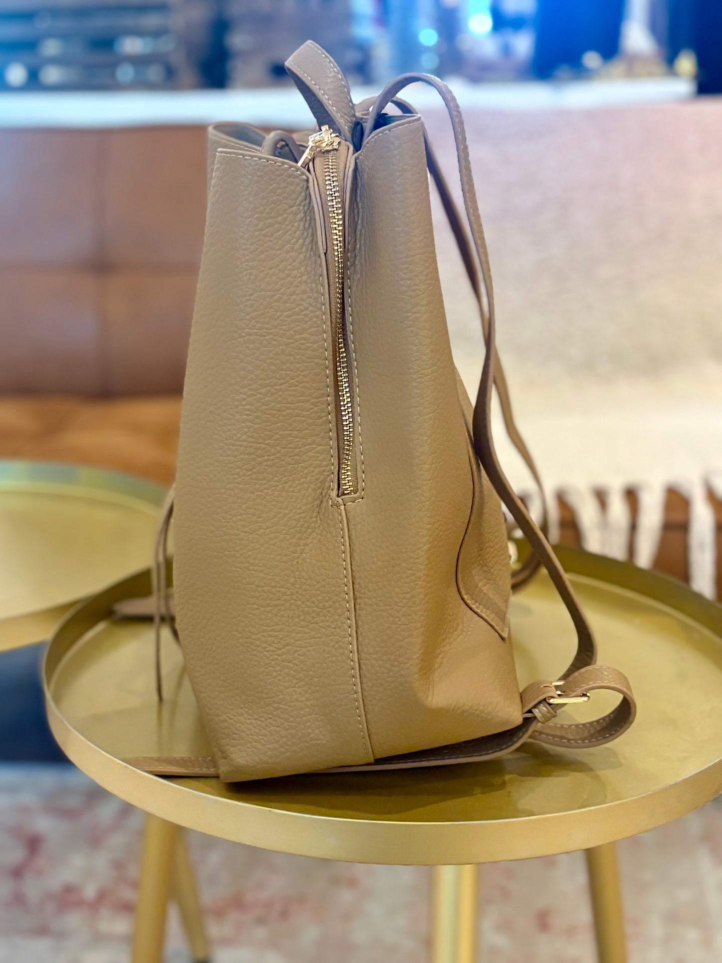 Simone Backpack Purse (Camel)