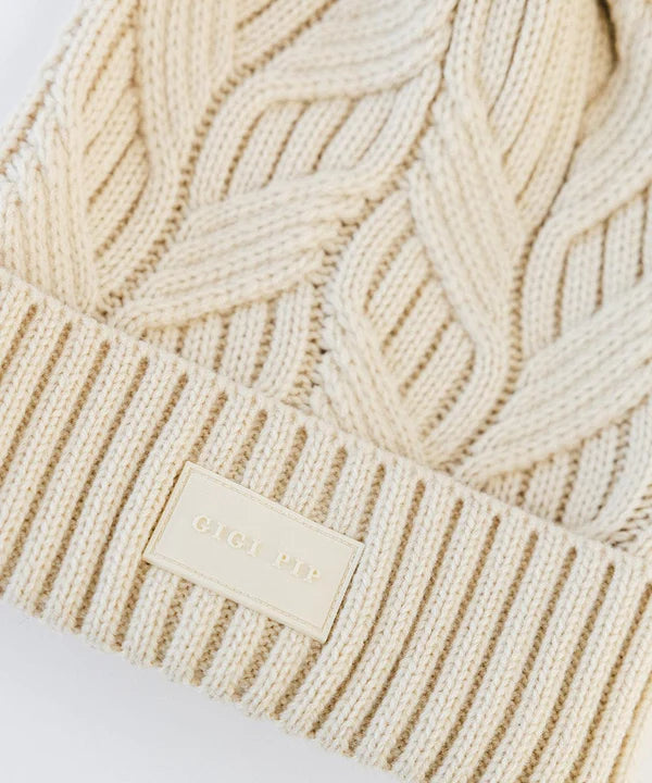 Ida Cable Knit Beanie (Cream)