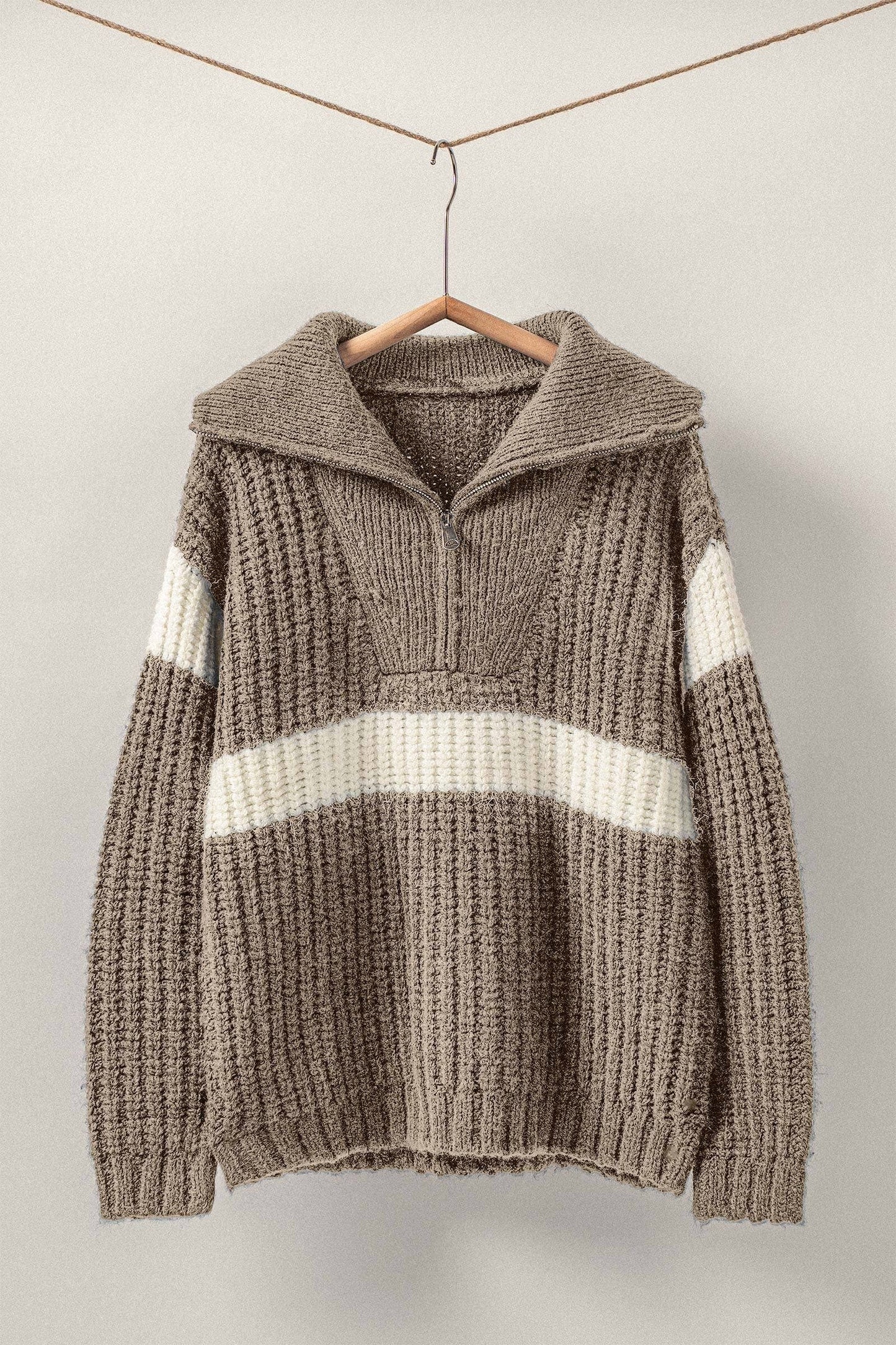 Maya Half-Zip Knit Sweater (Mocha)