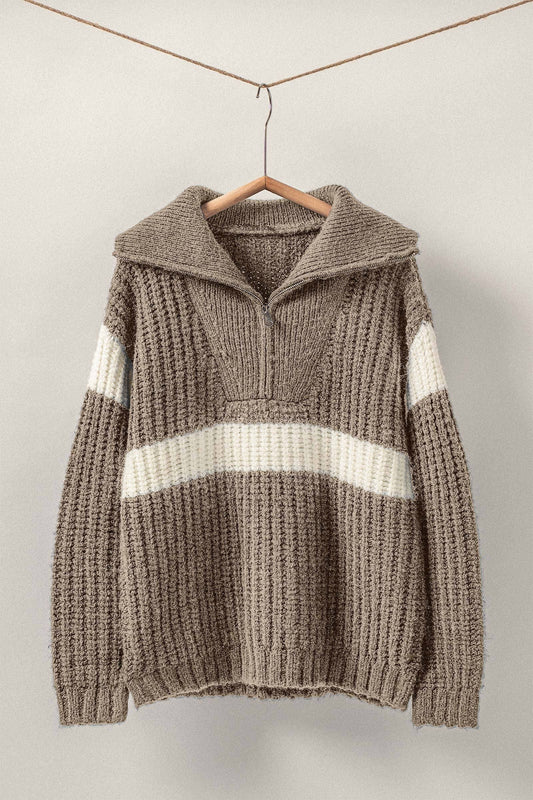 Maya Half-Zip Knit Sweater (Mocha)