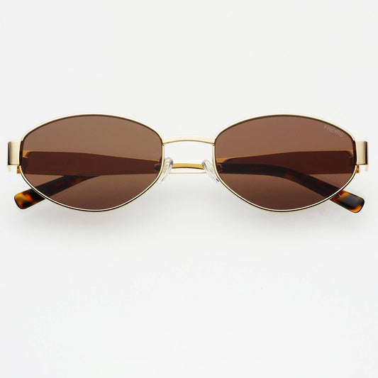 Soho Womens Oval Sunglasses: Gold / Brown