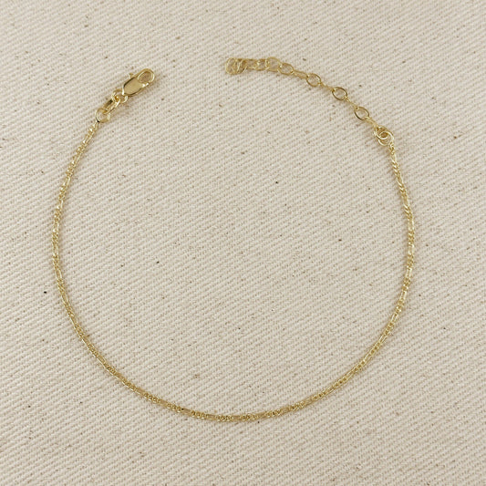 18k Gold Filled Figaro Chain Anklet (1.5mm wide)