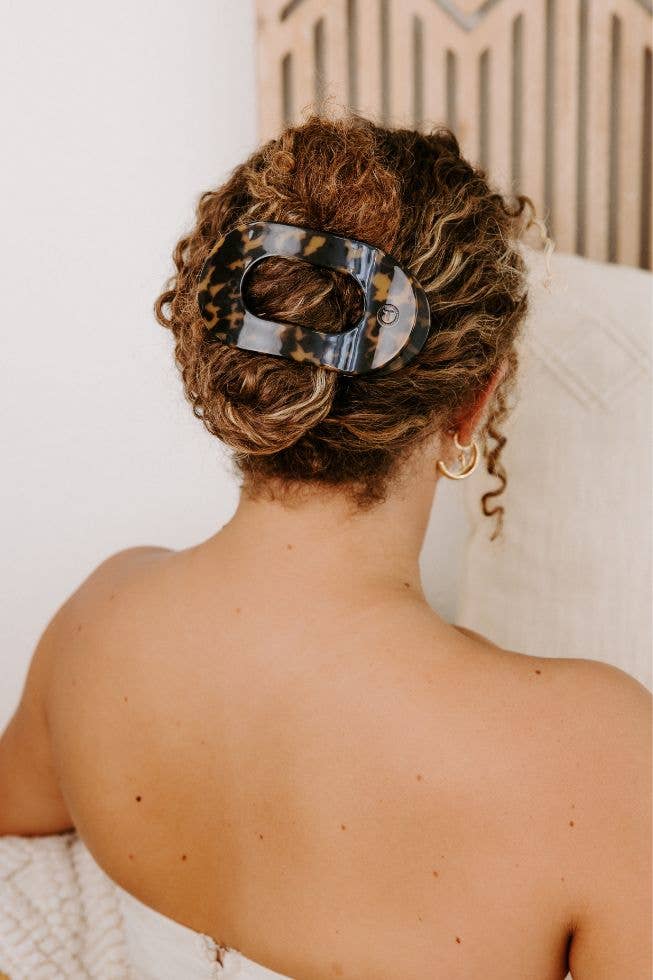 Round Flat Hair Clip | Tortoise |Large