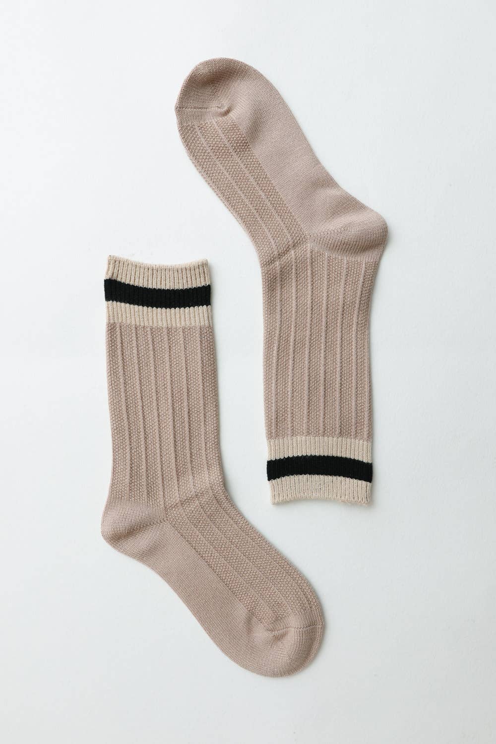 Cozy Retro Color Block Wool Crew Socks - Tan